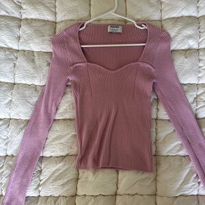 Old Navy Dusty Rose Ribbed Sweetheart Top